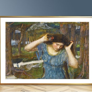 A Study for Lamia by John William Godward, Fine Art Poster, Figurative Artwork , Neo-Classic Painting, Forest Print, Nature Wall Art
