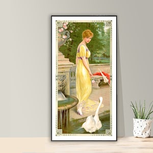 Mujer con cisne de Gaspar Camps Impresión artística - Póster impreso en papel o lienzo / Idea de regalo