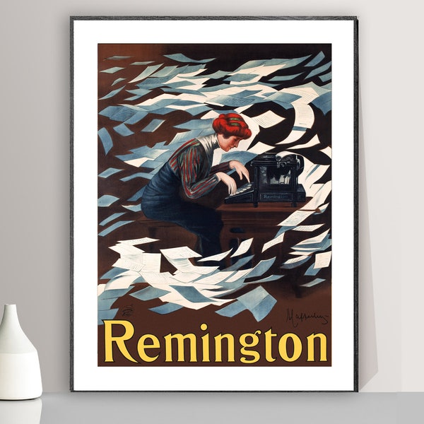 Remington Typewriter Vintage Poster by Leonetto Cappiello - Poster Paper or Canvas Print / Gift Idea / Wall Decor