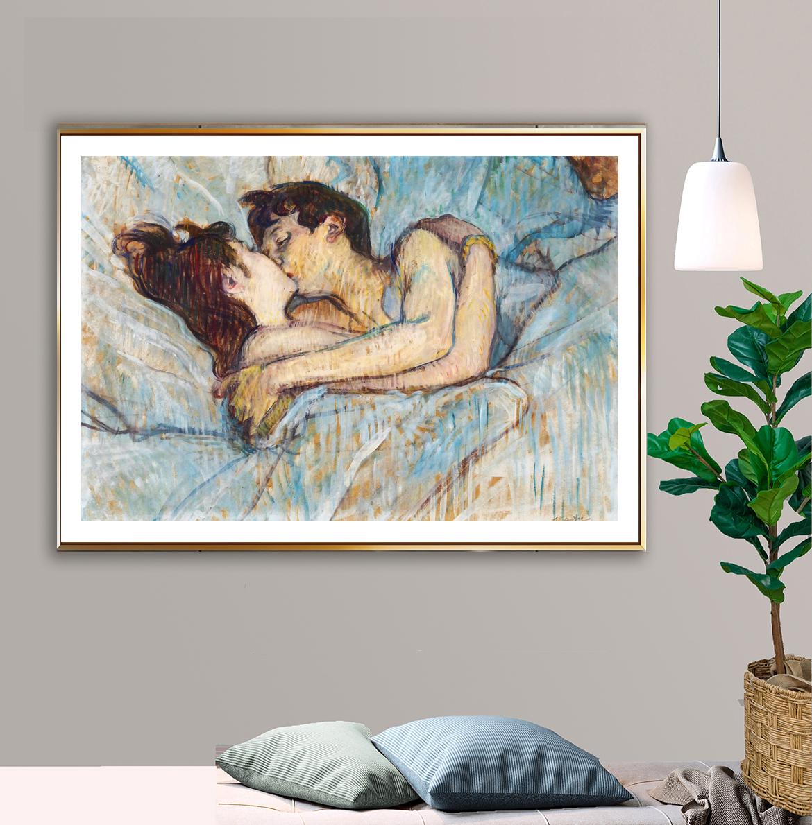 Au Lit, Le Basier by Henri de Toulouse Lautrec  Fine Art Print - Lovers Wall Art, Romanticism Art / Romantic Gift Idea / Lovers Wall Decor