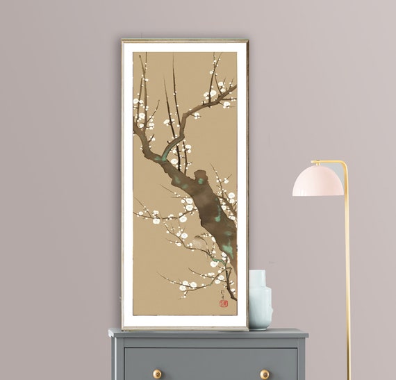 White Plum Blossoms and Nightingale by Sakai Hoitsu Fine Art - Etsy