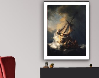 Christ in the Storm on the Sea of Galilee by Rembrandt van Rijn Fine Art Print - Poster Paper or Canvas Print / Gift Idea