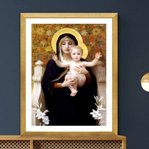 Madonna of the Lilies by William-Adolphe Bouguereau Fine Art Print -  Religious Painting, Famous Artwork / Gift Idea / Wall Decor