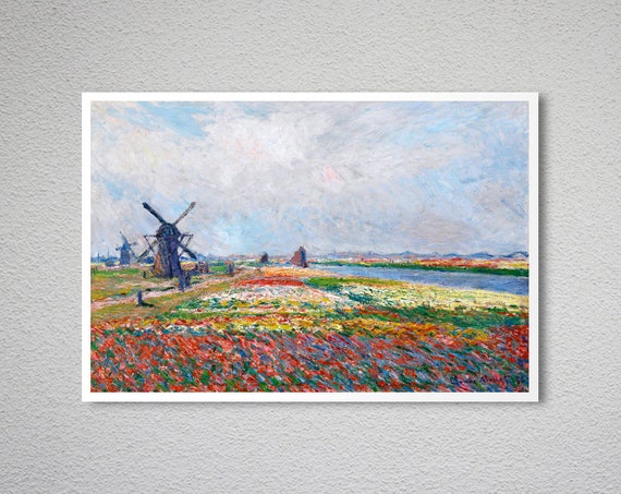 モネのチューリップ畑の版画：ハーグ、印象派の風景画 - Etsy 日本
