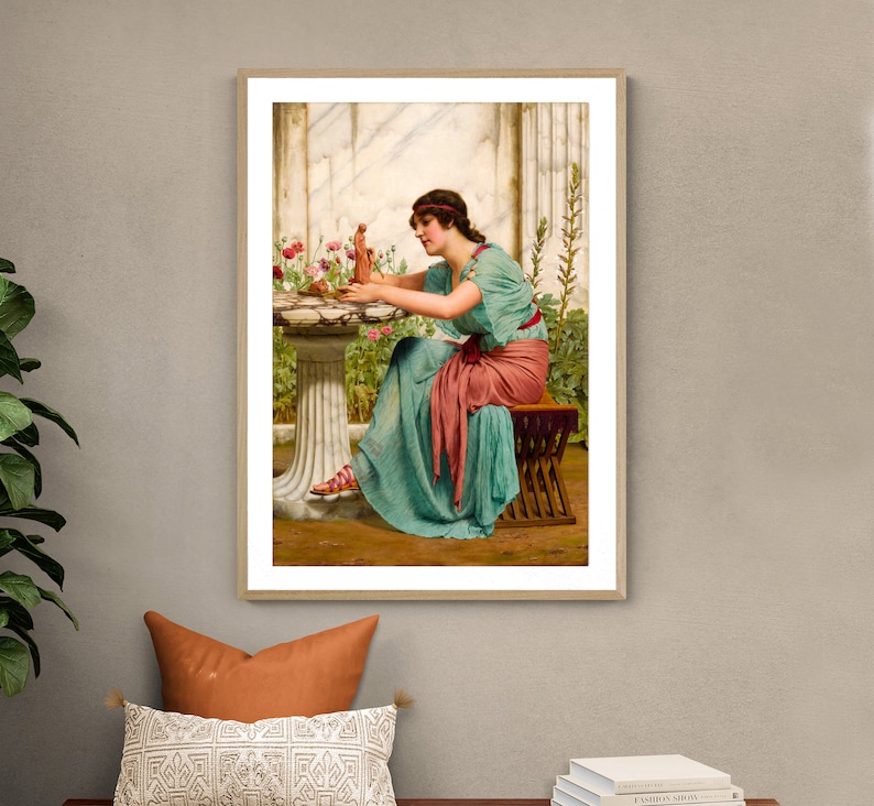 A Dilettante by John William Godward, Fine Art Poster, Neo-Classic Artwork, Greek Poster Print, Figurative Wall Art, Kitchen Wall Art, image 1