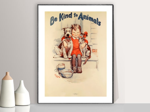 Be Kind to Animals 1940 Vintage Poster Animal Lover Gift - Etsy