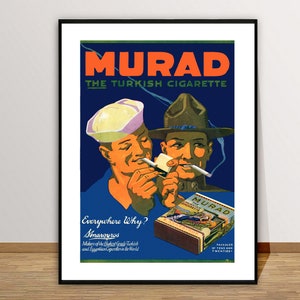 Murad, The Turkish Cigarette Vintage Poster - Poster Paper or Canvas Print / Gift Idea / Wall Decor