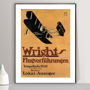 Pôster vintage Wrights Flugvorführungen - papel de pôster ou impressão em tela / ideia de presente / decoração de parede
