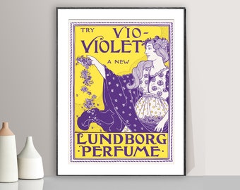 Try Vio-Violet a New Lundborg Perfume Vintage Poster by Louis Rhead - Poster Paper or Canvas Print / Gift Idea / Wall Decor