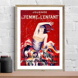 レオネット・カピエロ作「ジュルネ・ド・ラ・ファムとランファン」、ヴィンテージポスター、レトロなウォールアート、エンターテイメントプリント、広告アート、カジノプリント