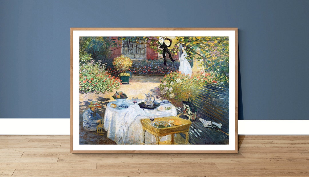 Impression Sur Toile 60x40cm Claude Monet - L'heure Du Déjeuner - Fabriquée à La Main En Allemagne