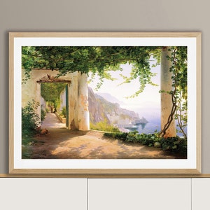 View of the Amalfi Coast by Carl Frederic Aagard Fine Art Print - French Riviera Wall Art, Amalfi Coast Print / Gift Idea / Wall Decor