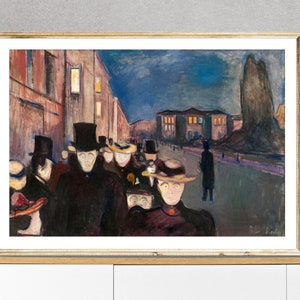 Evening on Karl Johan Street by Edvard Munch, Fine Art Print, Expressionist Art, Figurative Wall Décor, Symbolist Wall Art, Vintage Artwork