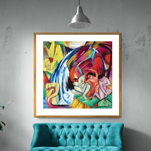 Women Under a Waterfall, Der Wasserfall  by Franz Marc Fine Art Print - Landscape Painting / Gift Idea / Wall Decor