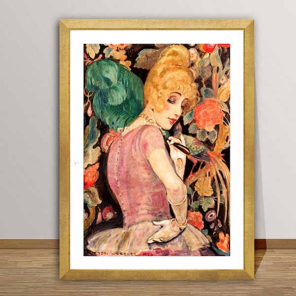 Gerda Wegener Lili Print: Art Deco Portrait, Feather Duster, Fine Art Reproduction
