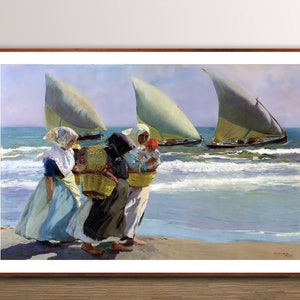 Las Tres Velas, The Three Sails  by Joaquin Sorolla y Bastida, Fine Art Poster, Impressionist Print, Nautical Wall Art, Seascape Décor