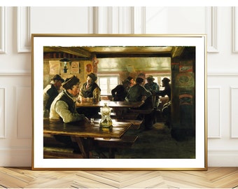 Interior of a Tavern by Peder Severin Kroyer, Fine Art Print, Impressionist Poster, Café Wall Décor, Bar Painting, Drinking Wall Art