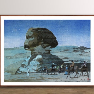 Sphinix bei Nacht - Hiroshi Yoshida Fine Art Print - Historischer Druck / Geschenkidee / Wanddeko