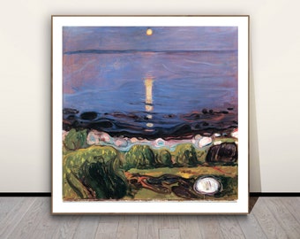 Summer Night by the Beach by Edvard Munch Fine Art Print - Poster Paper or Canvas Print / Gift Idea / Wall Decor