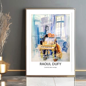 The Raoul Dufy&#39;s Quote (Creativity takes Courage) Interior aux Instruments de Musique (Interior with Musical) by Raoul Dufy Fine Art Print