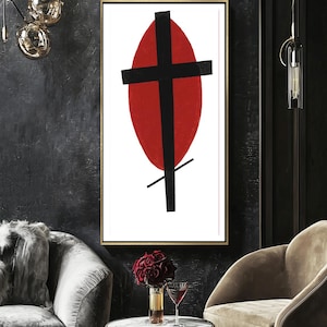 Mystic Suprematism (Black Cross on Red Oval) by Kazimir Malevich Fine Art Print - Abstract Painting / Gift Idea / Wall Decor