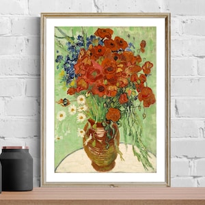 Nature Morte, Vase aux Marguerites et Coquelicots by Vincent Van Gogh Fine Art Print - Poster Paper or Canvas Print / Gift Idea
