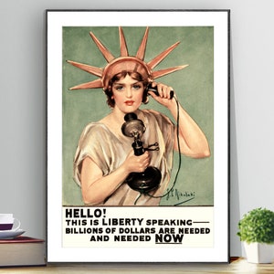 Ciao, questo è il poster vintage di Liberty Speaking - Carta per poster o stampa su tela / Idea regalo / Decorazione da parete