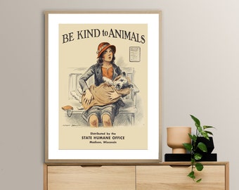 Be Kind to Animals Vintage Poster: Retro Dog Lover Wall Art