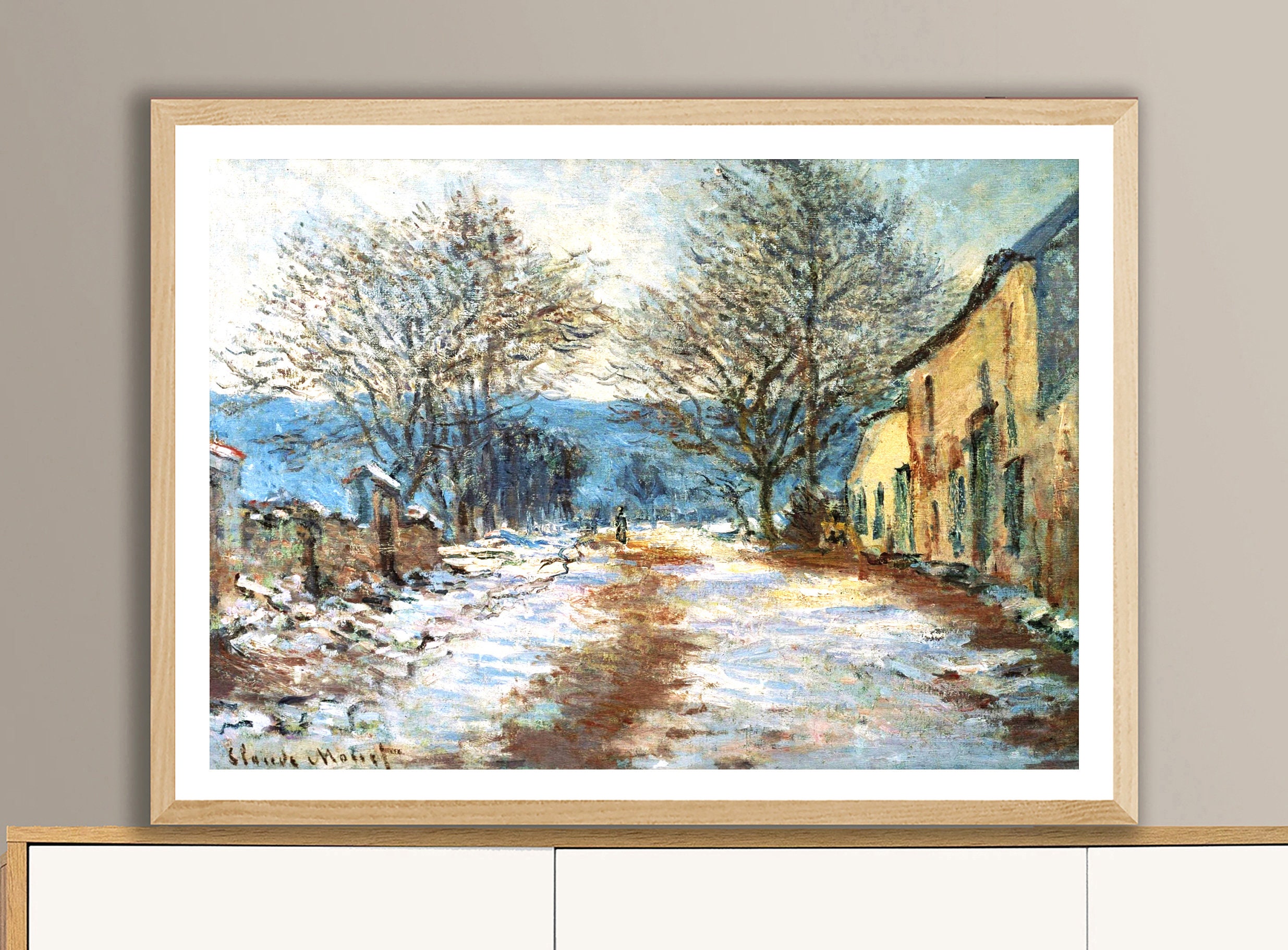 最新発見 Limetz at Effect Snow The by Print Art Fine Monet Claude 絵画