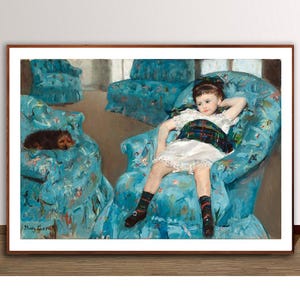 Little Girl in a Blue Armchair by Mary Cassatt Fine Art Print - Figurative Wall Art / Gift Idea / Nursery Wall Decor