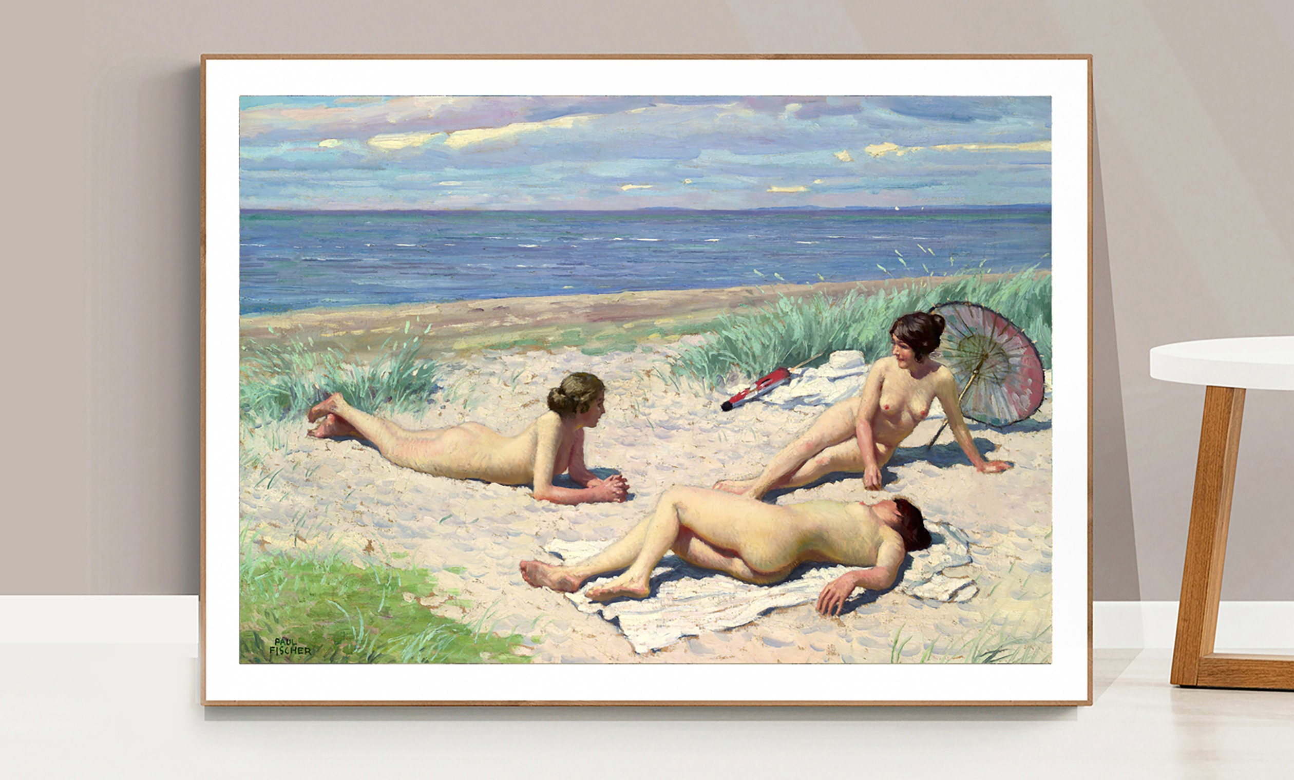 Girls on the Beach by Paul Fischer Fine Art Print Figurative image