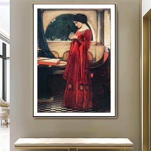 La sfera di cristallo di John William Waterhouse Stampa artistica - Opera d'arte accademica, pittura figurativa, arte preraffaellita