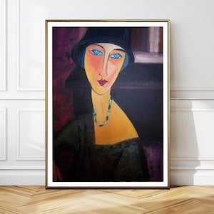 Woman with Blue Eyes by Amedeo Modigliani Fine Art Print - Figurative Art, Modern Art / Gift Idea / Wall Decor