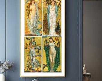 Walter Crane Art Nouveau Print: Time of Day Wall Decor