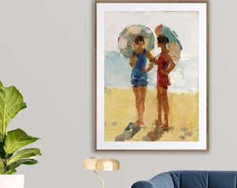 At the Beach Viareggio by Isaac Israels Fine Art Print -  Poster Paper or Canvas Print / Gift Idea