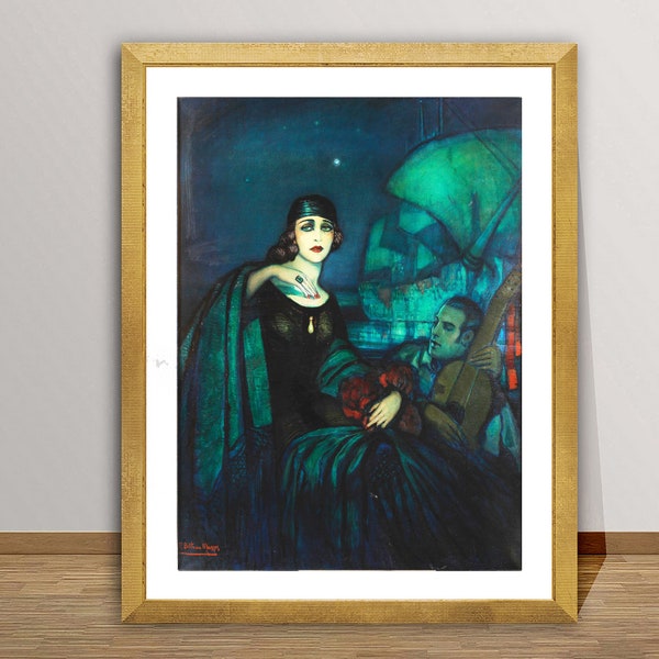 Pola Negri and Rudolph Valentino by Federico Beltran Masses Fine Art Print -  Celebrity Poster, Figurative Print / Gift Idea / Wall Decor