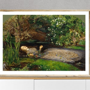 Ophelia by John Everett Millais, Fine Art Print, Pre-raphaelite Poster, Gothic Artwork, Nature Wall Art, Woman Painting, Hamlet Poster