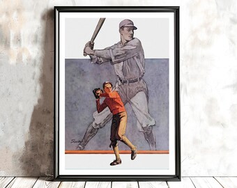 Baseball Player Vintage Poster:  Retro Baseball Wall Art
