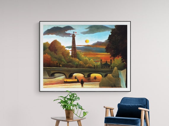 Seine and Eiffel Tower in the Sunset by Henri Rousseau Fine | Etsy