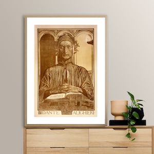 Dante Alighieri di Adolfo de Carolis Fine Art Print - Carta per poster, Stampa su tela / Idea regalo / Decorazione da parete