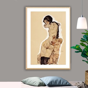 Donna con Homunculus di Egon Schiele Fine Art Print - Carta per poster o stampa su tela / Idea regalo / Decorazione da parete