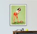 Girl Croquet Player, Vintage Print, Pin-Up Wall Art, Retro Artwork, Café Wall Décor, Figurative Painting, Colorful Poster, Sexy Girl Poster 