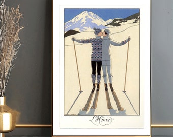 George Barbier Ski Poster: Vintage Art Nouveau Winter Print