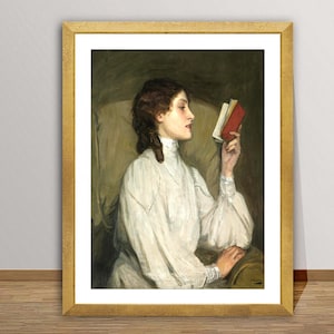 The Red Book by Sir John Lavery Fine Art Print - Figurative Art / Book Lovers Gift Idea / Wall Decor