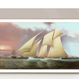 The Yacht Magic Defending America&#39;s Cup by James Edward Buttersworth Fine Art Print - Poster Paper or Canvas Print / Gift Idea