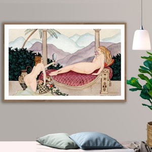 Venus et Servante dans un Palais Exotique by Gerda Wegener, Fine Art Print, Art Nouveau Painting, French Woman Poster, Figurative Artwork