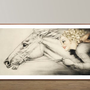 Purosangue di Louis Icart Fine Art Print - Carta per poster, Stampa su tela / Idea regalo / Decorazione da parete