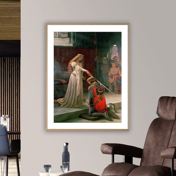 De onderscheiding door Edmund Blair Leighton, Fine Art Poster, klassieke kunst aan de muur, figuratieve kunstwerken, romantische print, koninklijke schilderkunst