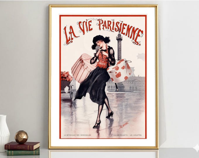Featured listing image: La Vie Parisienne  La Botanique de Moiselles  Vintage Magazine Cover Poster