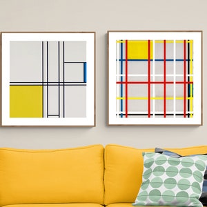 Set of 2 Prints, Piet Mondrian Collection Composition Fine Art Prints - Geometric Abstract Painting / Gift Idea / Wall Decor